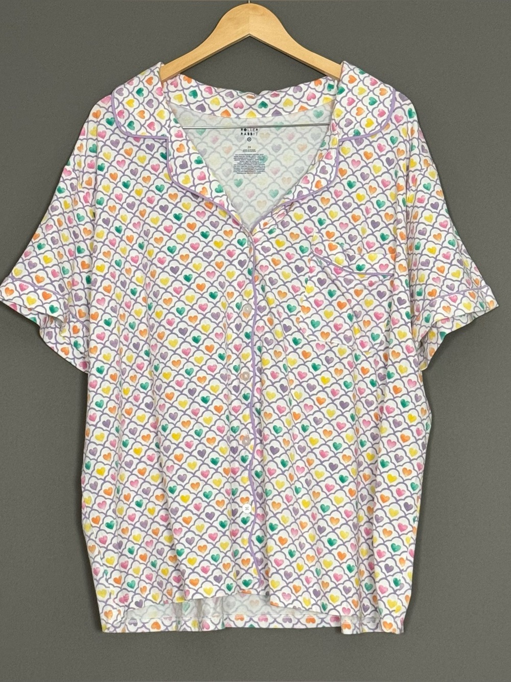 Roller Rabbit x Target Geo Hearts Women’s Pajama SS Button Down Top Womens 2X